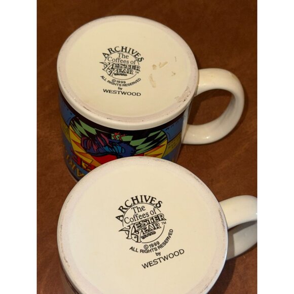 Set Of 2 Archives Coffee Mugs Bright & Early Old Glory Retro Patriotic Designs C - Picture 7 of 9